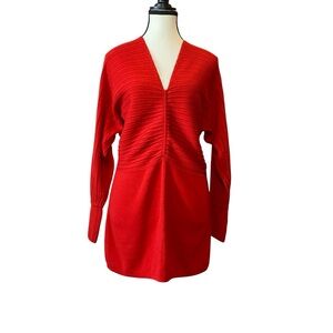 Vintage Olsen 100% wool bright red top EUC Size M